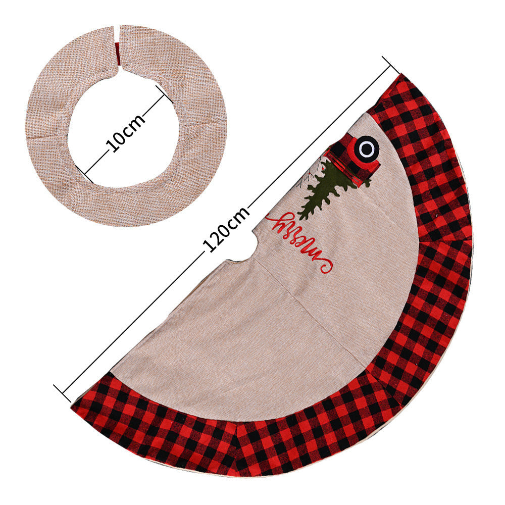 Linen Tree Skirt Car Christmas Tree 120CM Christmas