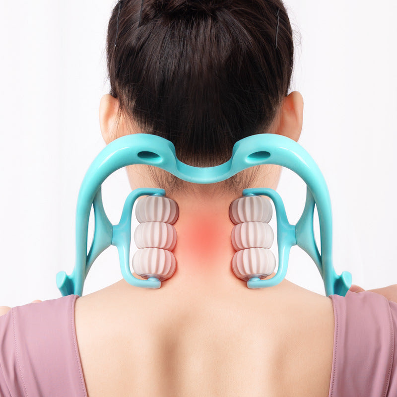 Multifunctional Manual Six-wheel Neck Massager.
