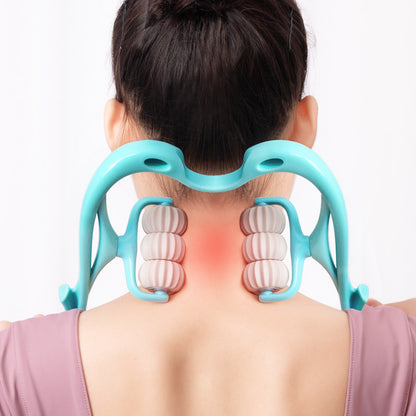 Multifunctional Manual Six-wheel Neck Massager.