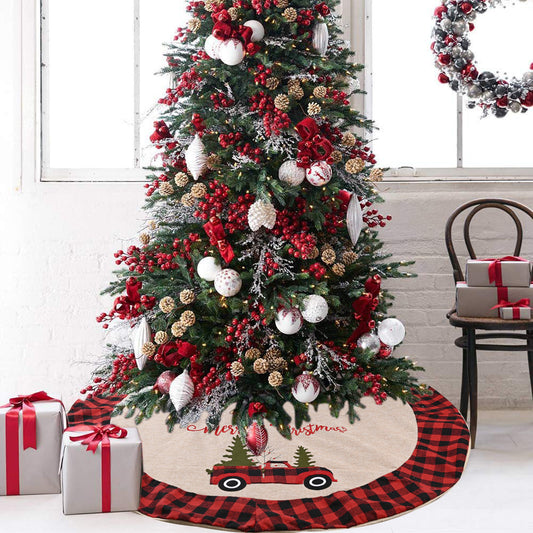 Linen Tree Skirt Car Christmas Tree 120CM Christmas
