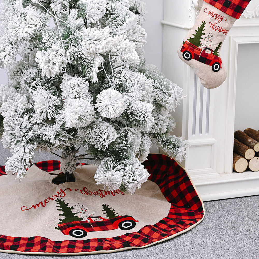 Linen Tree Skirt Car Christmas Tree 120CM Christmas